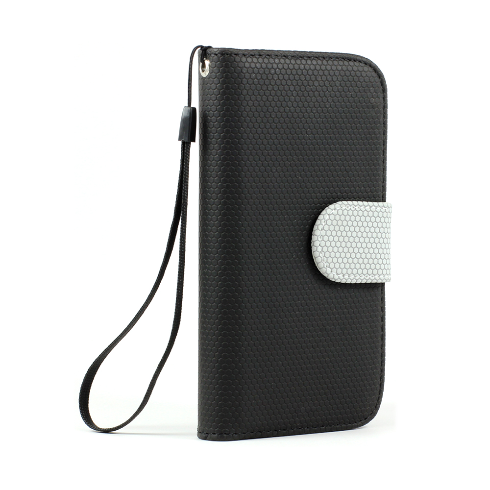 Samsung Galaxy S4 Anti-Slip Flip Leather WALLET Case with Stand (Black-Gray)